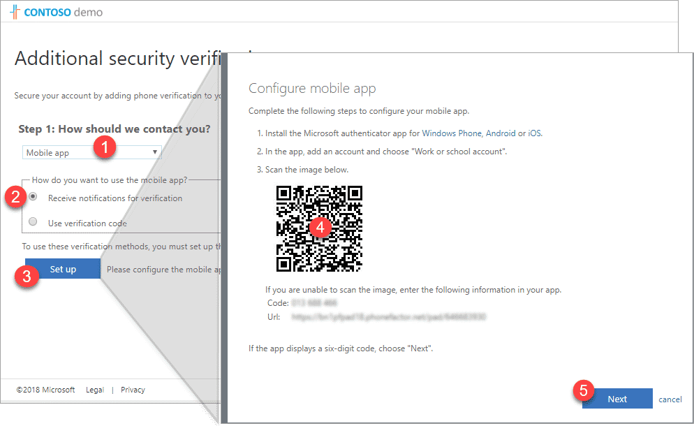 Setup additional security verification for mobile app notifications