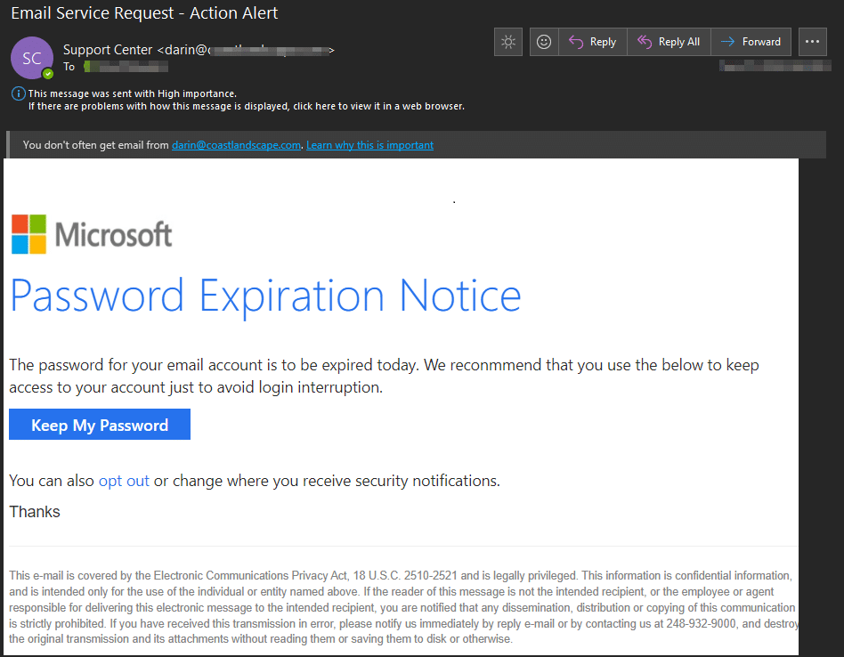 Microsoft Phishing Attempt